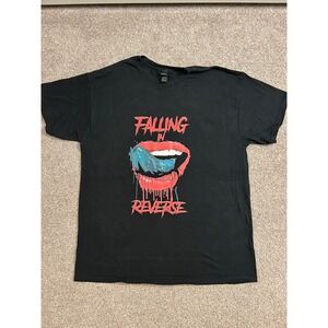 Falling In Reverse T-Shirt Mens XL Black Excellent Band Merch Dripping Lips
